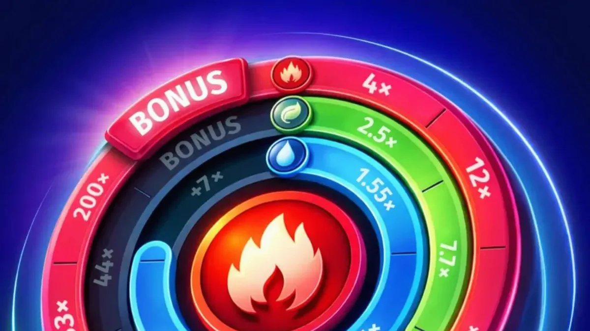 Tampilan visual futuristik dari slot Elements of Power dengan elemen alam yang bercahaya